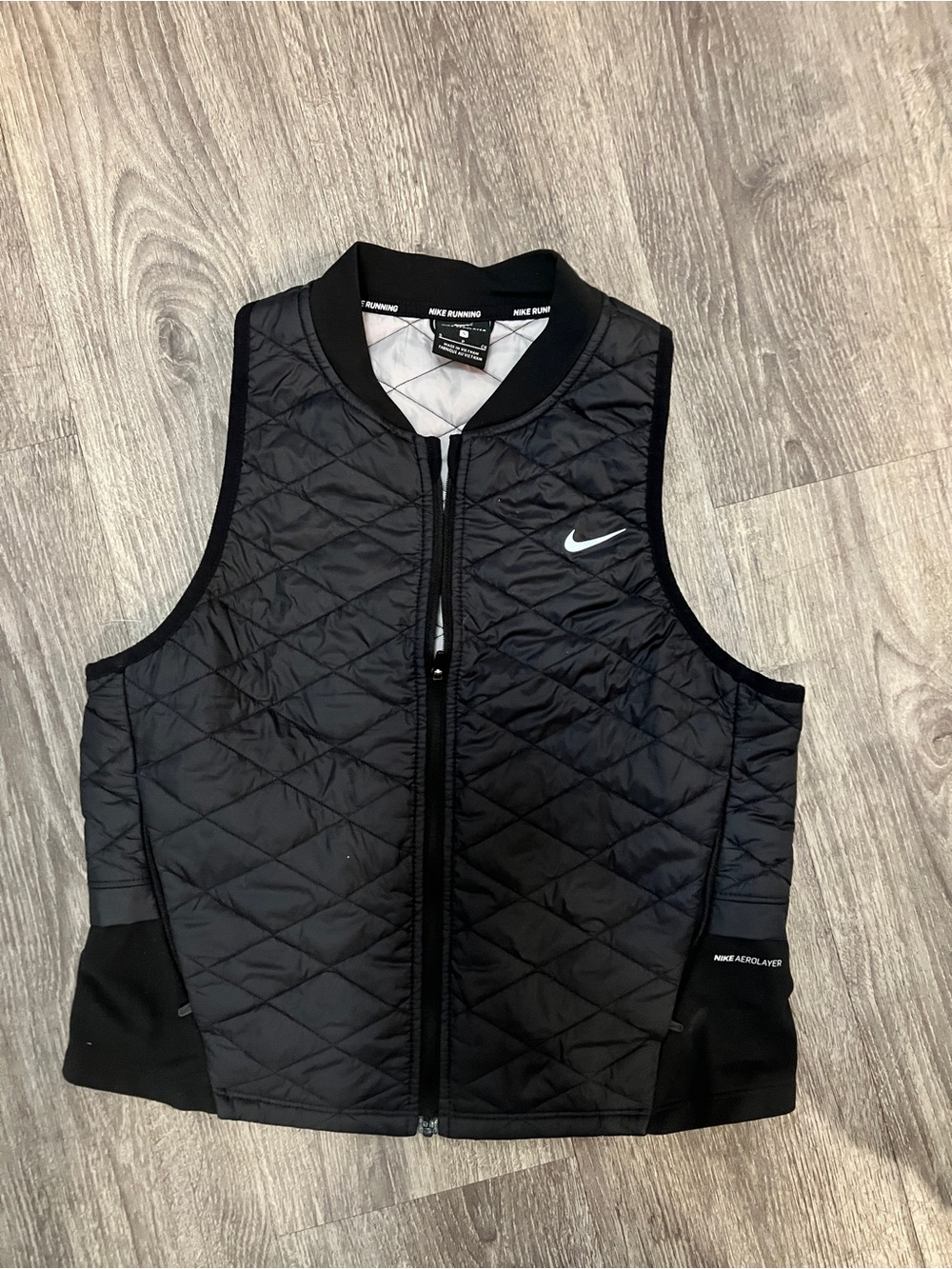 Nike Running AeroLayer Womens Small Black Quilted Running Vest Reflective